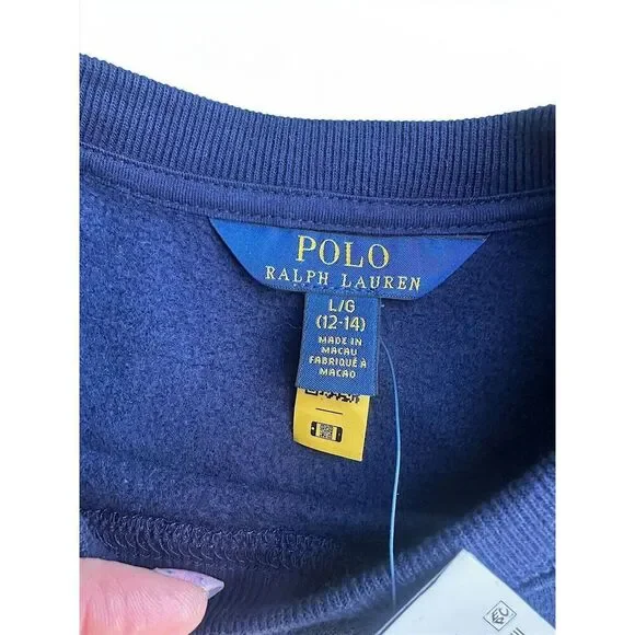 NWT, Girls Ralph Lauren Navy Sweatshirt Polo Bear Dress Size 12-14 - Picture 2 of 5